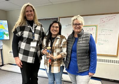 Principal Morrow, Estela Neri, and Superintendent Dr. Mika